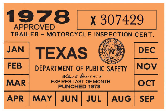 (image for) Texas 1978 Cycle Inspection Sticker